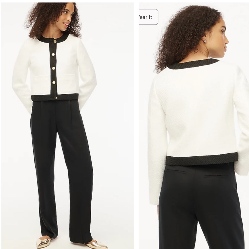 J.CREW FACTORY • White and black tweed Lady Jacket- 12